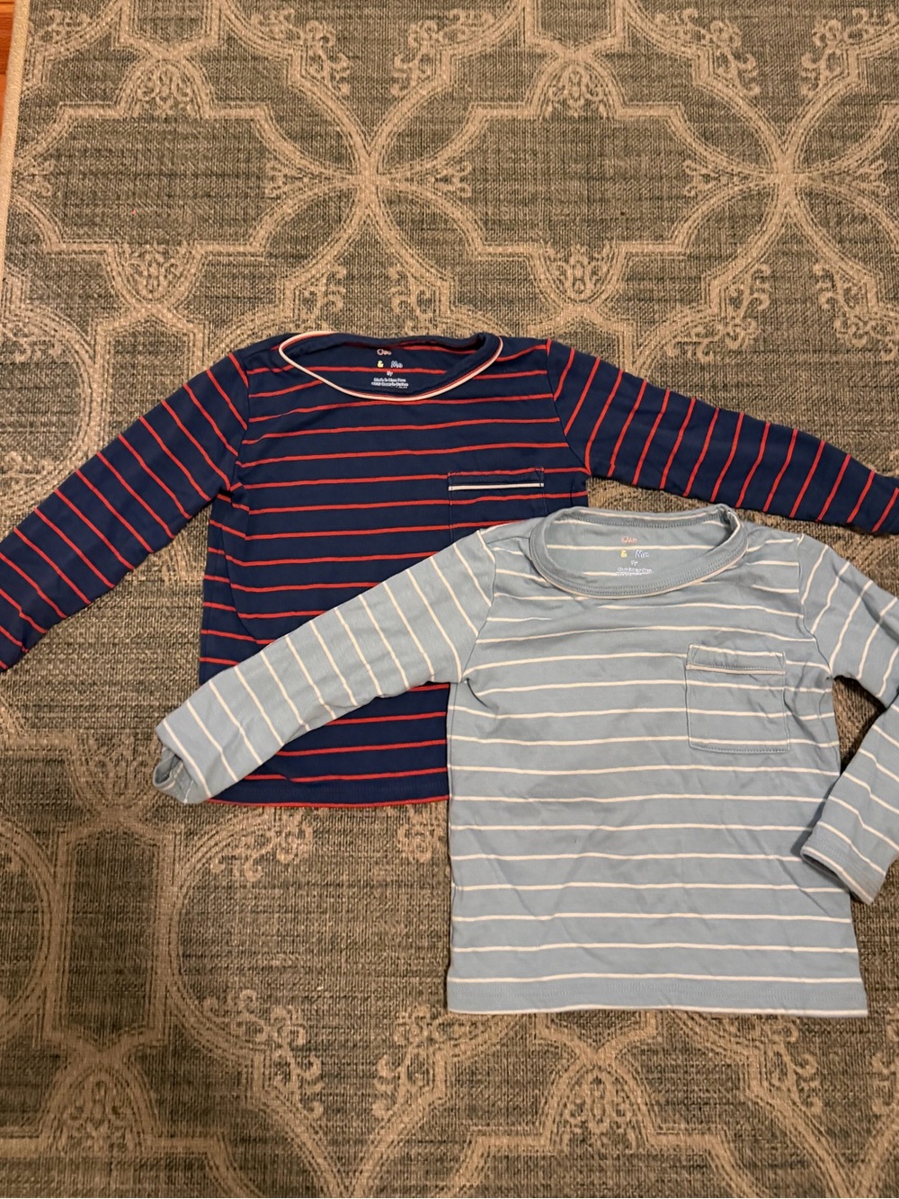 Oso & Me Toddler Long-Sleeve Striped Pocket Tee - Navy & Light Blue